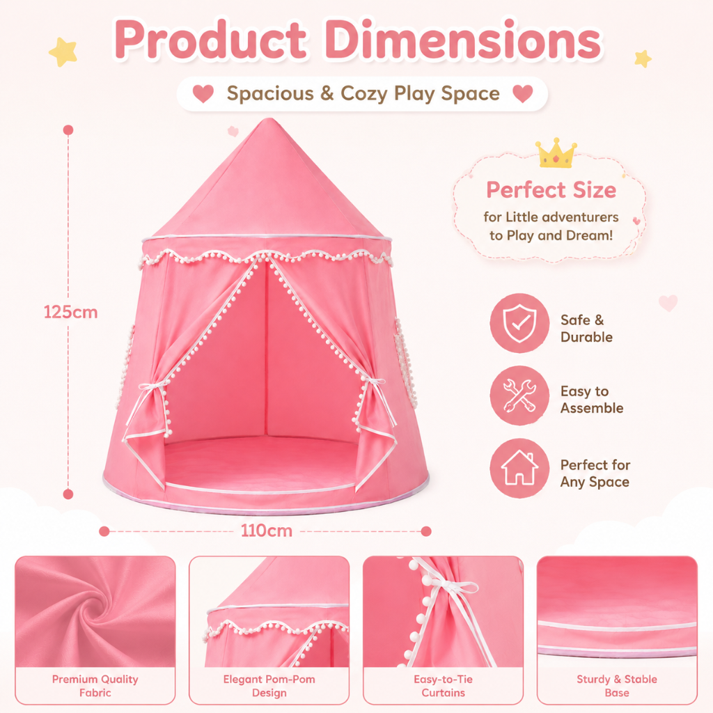 Little Teekie Kids Play Tent Indoor Princess Teepee