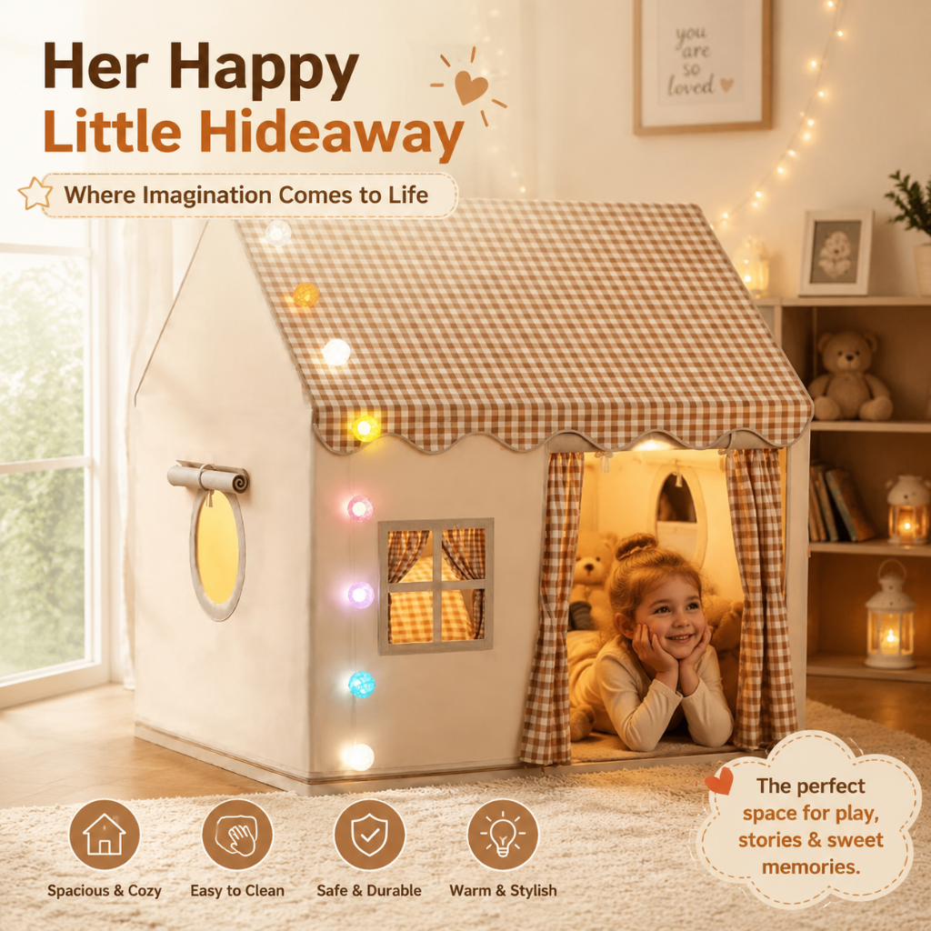 Little Teekie Cozy Playhouse Tent with Lights for Kids