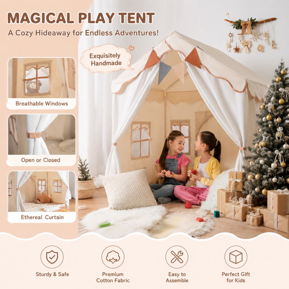 Little Teekies Kids Play Tent with Lights and Mat Cozy Indoor Playhouse